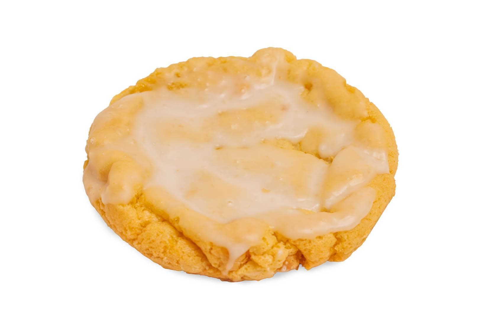 Lemon cookie covered in a glaze.