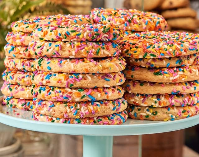 A stack of sprinkle cookies